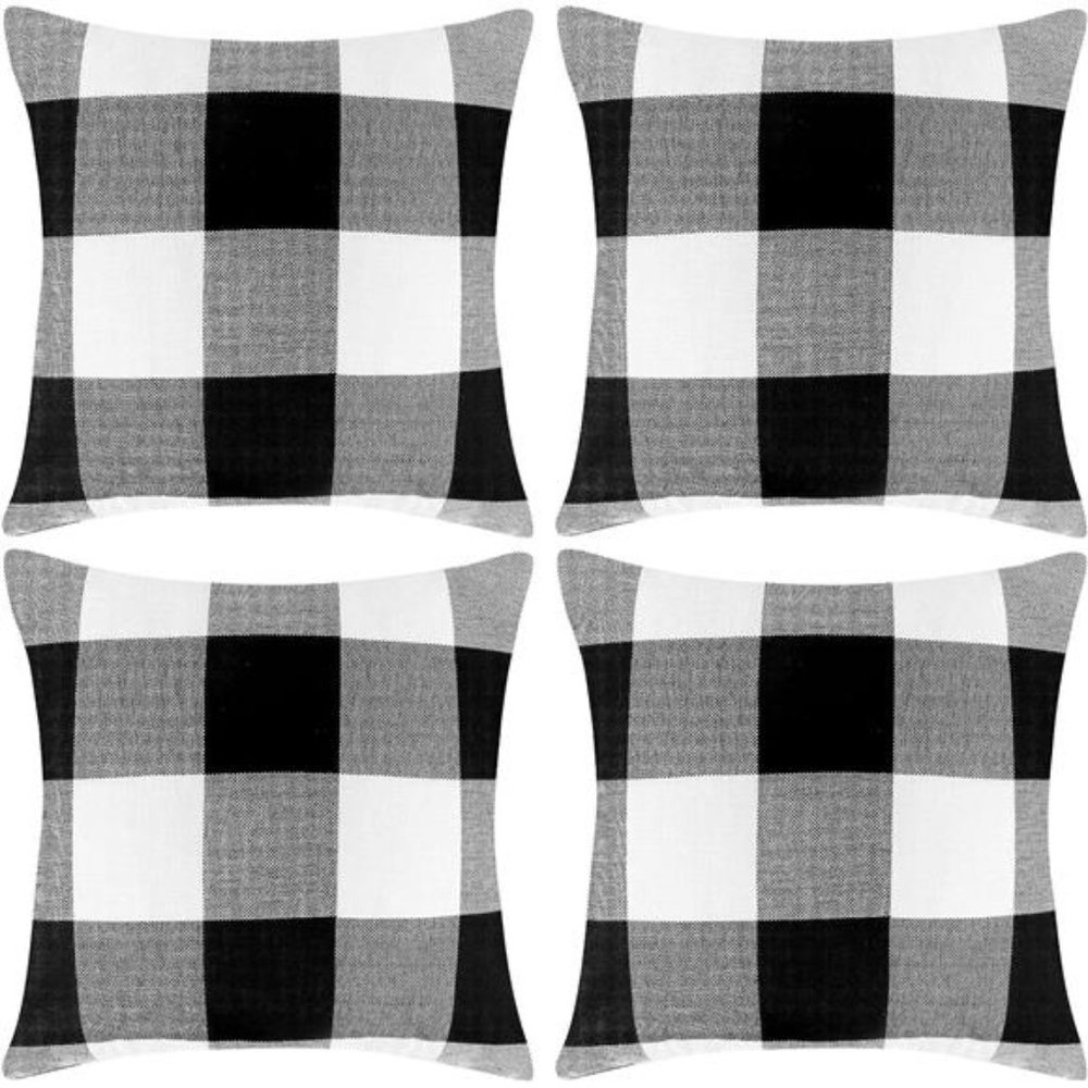 Set of 4 Buffalo Check Plaid Throw Pillow Covers Farmhouse Outdoor Pillow Case